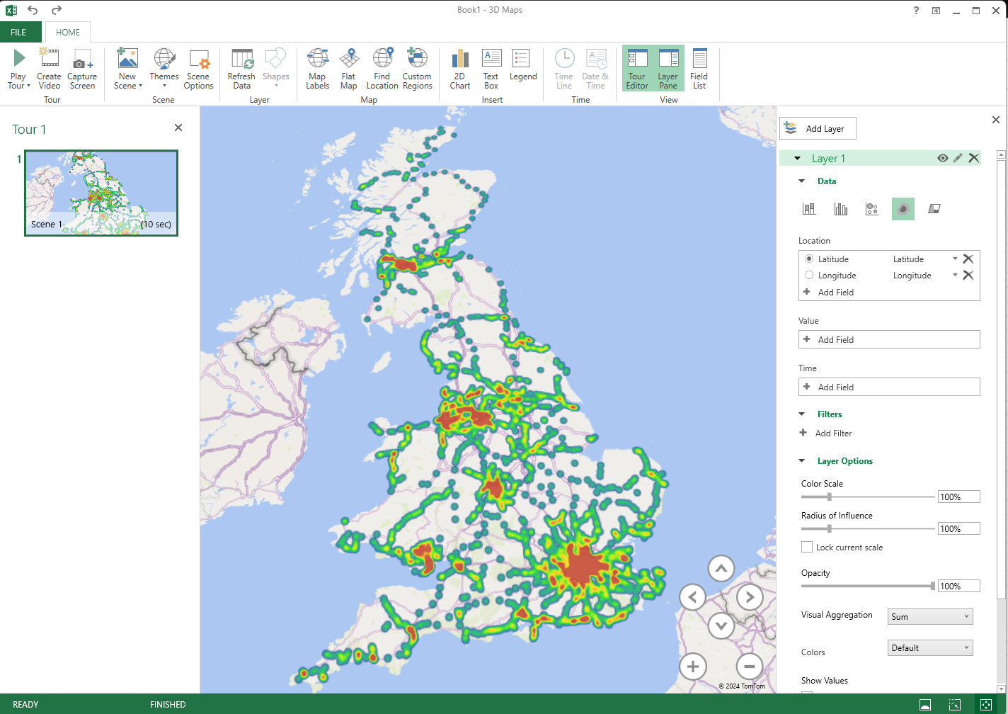 the trainstations dataset in MS
Excel