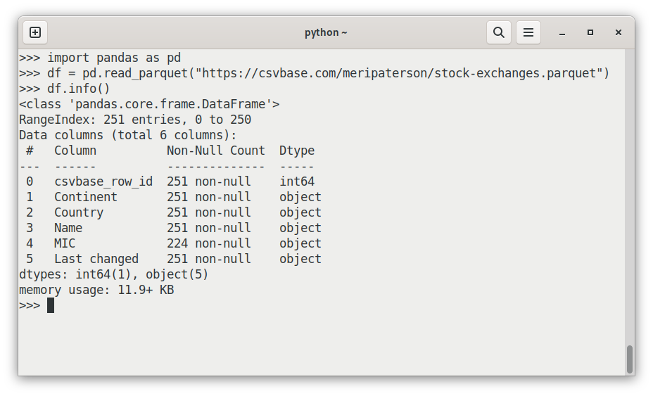 screenshot of a csvbase table in pandas